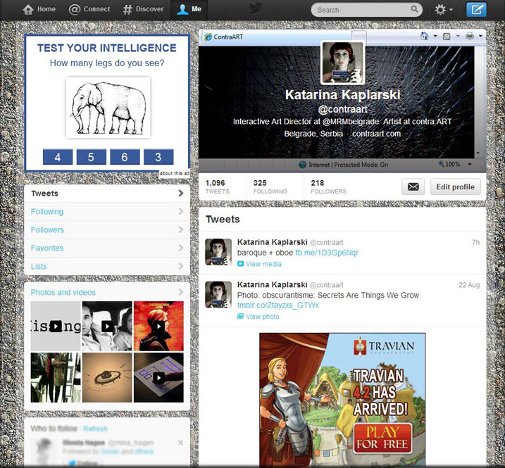 my twitter layout with annoying and distracting banners 